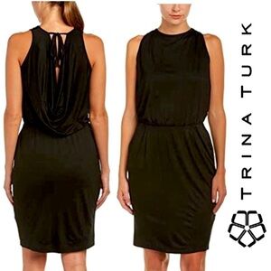 Trina Turk NWT Black Drape-Back Jersey Dress, XS